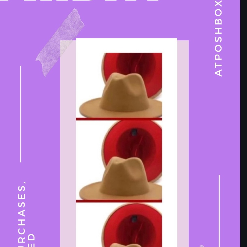 Tan Red Rim Fedora - Picture 2 of 3